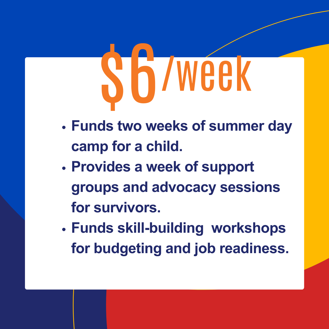 A graphic image showing what a $6/week donation to United Way could fund.