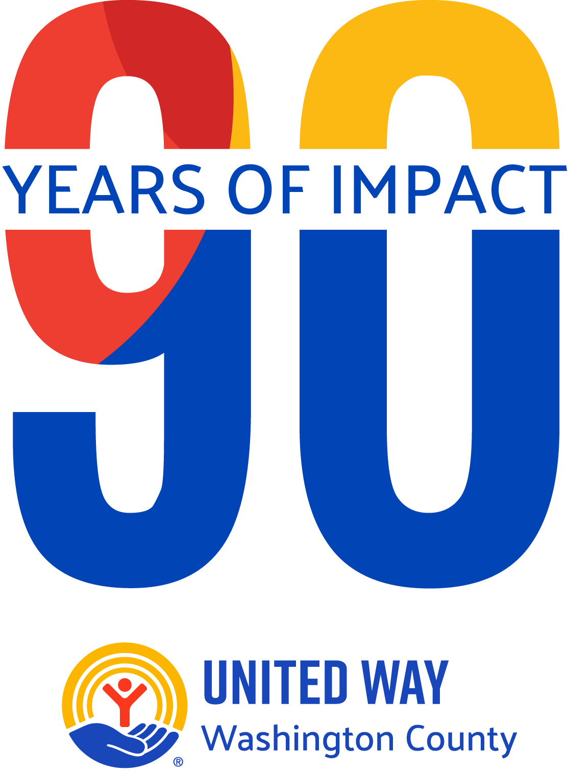 United Way of Washington County 90 Years of Impact logo.
