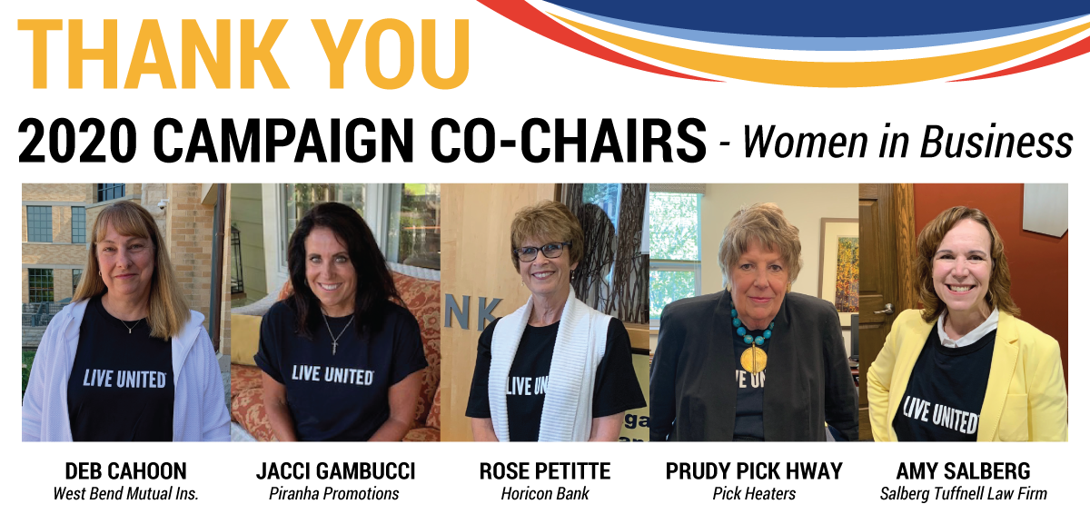 The 2020 United Way campaign co-chairs, from left: Deb Cahoon, Jacci Gambucci, Rose Petitte, Prudy Pick Hway and Amy Salberg 